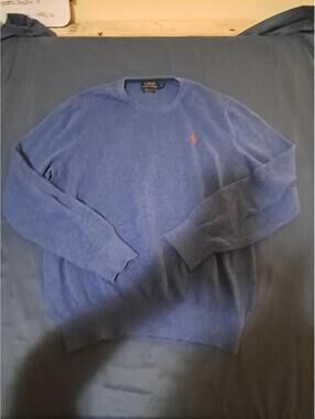 Polo Ralph Lauren Blue Crewneck Sweater Men's M Pima Cotton Knit Classic